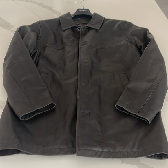 Eddie Bauer Chocklate brown Genuine Leather Coat - Picture 15 of 16